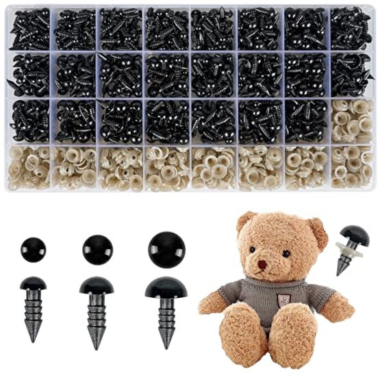 1000PCS Safety Eyes for Amigurumi, 3 Sizes (6mm, 8mm, 10mm) Black Plastic Safety Eyes for Crocheting with Washers, Suitable for Various Stuffed Animal Crochet Handicrafts and DIY Handmade Projects Bebek Oyuncakları Fiyatı