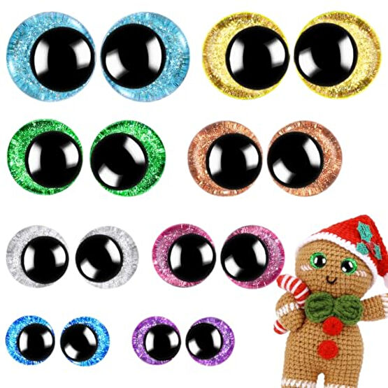 160PCS Large Safety Eyes for Amigurumi 3D Glitter Crochet Doll with Washers for DIY Puppets Bear Crafts Animals Amigurumi Making Supplies(12-18mm) Bebek Oyuncakları Fiyatı