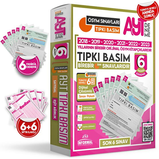 2024 AYT ÖSYM Çıkmış Soru Tıpkı Basım Türkiye Geneli Dijital Çözümlü 6LI PAKET DENEME Kaynak Kitapları Fiyatı