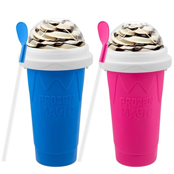 2PCS Slushie Maker Cup,DIY Magic Quick Frozen Smoothies Cup for Homemade Milk Shake Ice Cream Maker, Cooling Cup, Double Layer Squeeze Slushy Maker Cup,Birthday Funny Gifts for Friends &Family Dondurma Makinesi Fiyatı
