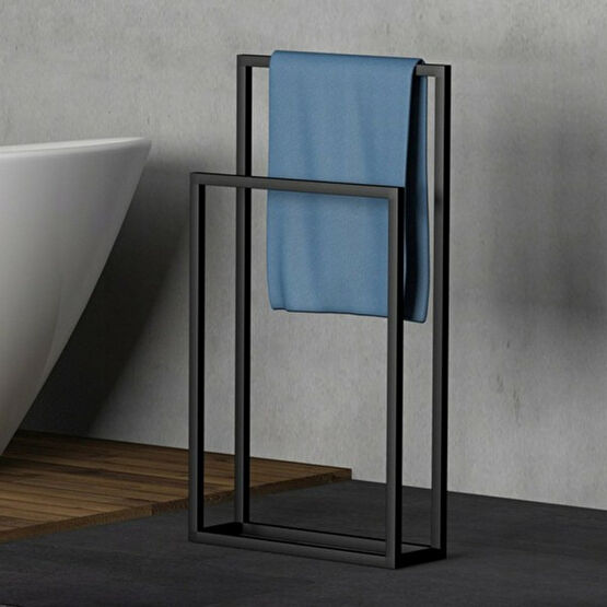 3Art Metal Havluluk - Çiftli El Havluluk - Metal Askılık - Metal Ayaklı Askı - Siyah Vestiyer Fiyatı