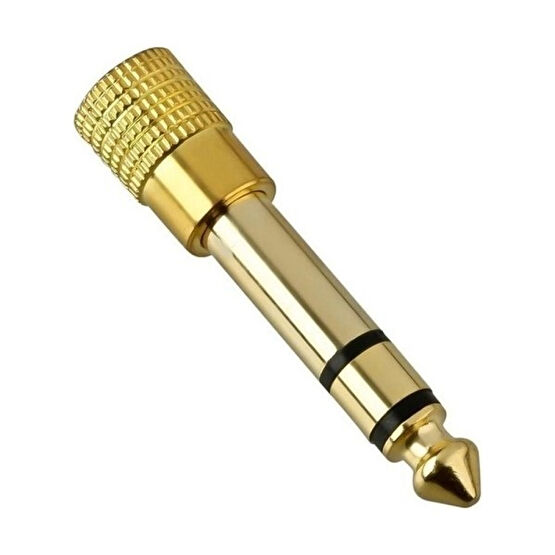 6.3 mm Erkek To 3.5 mm Dişi Çevirici Dönüştürücü Jak Adaptör Gold Bakır Kaplama - Sarı Klasik Gitarlar Fiyatı