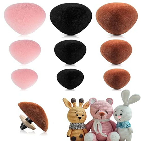 90 Pcs Safety Noses for Amigurumi Plastic Safety Noses for Crochet Flocking Toy Noses Pink Brown Noses with Washers for Craft Doll Puppet Plush Toy Bear Accessories(3 Color) Bebek Oyuncakları Fiyatı