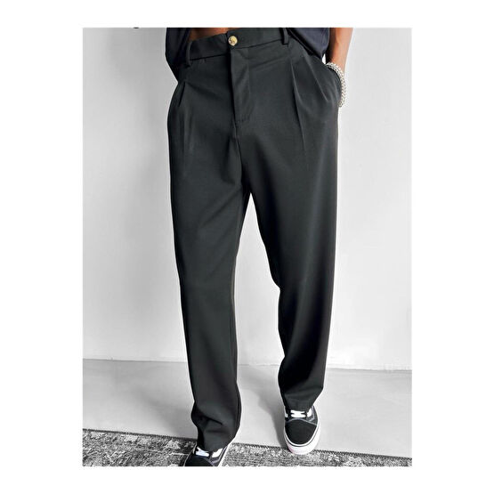 ablukaonline Baggy Fit Kalın Kumaş Pantolon Siyah L Beden