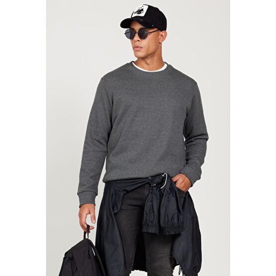 AC&Co / Altınyıldız Classics Erkek Antrasit-melanj Standart Fit Normal Kesim Içi Polarlı 3 Iplik Bisiklet Yaka Sweatshirt XL Beden Bayan Sweatshirt Fiyatı