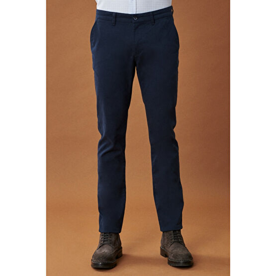 AC&Co / Altınyıldız Classics Erkek Lacivert Kanvas Slim Fit Dar Kesim Yan Cep Esnek Chino Pantolon 50 Beden Kadın Pantolon Fiyatı