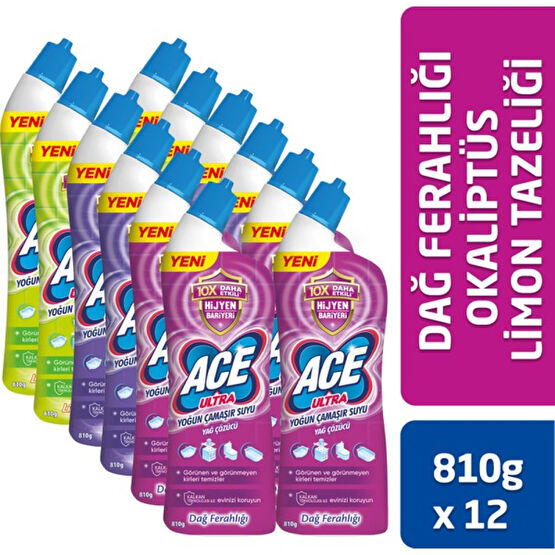 Ace Ultra Yoğun Kıvamlı Çamaşır Suyu Fırsat Paketi (X12) - 810 ml Çamaşır Yıkama Fiyatı