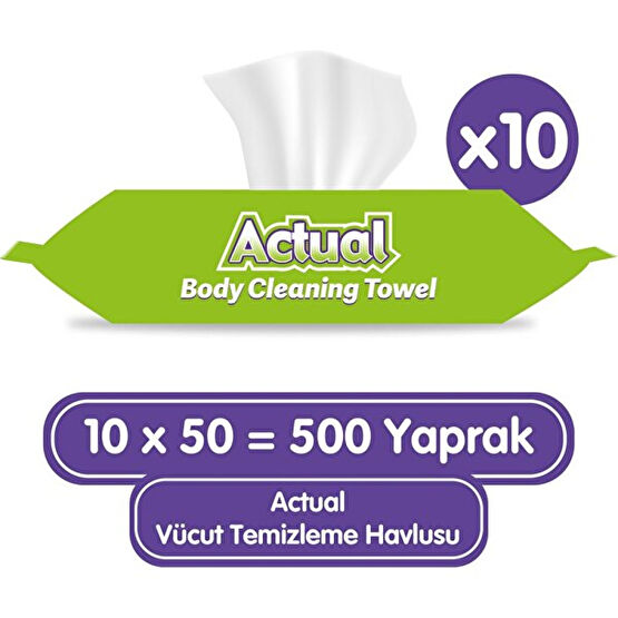 Actual Vücut Temizleme Havlusu 50X10 (500 Yaprak) Bebek Bakım Fiyatı