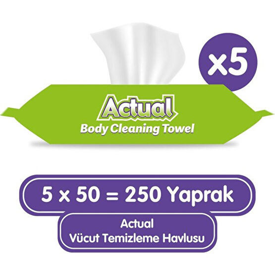 Actual Vücut Temizleme Havlusu 50X5 (250 Yaprak) Bebek Bakım Fiyatı