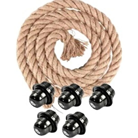 Ahşap Sepeti 5mt Halat Kablo Jüt Halat 18MM Kablolu 5MT,E27 Duy 5 Ad Takım Kablolu Halat - Kahverengi Sarkıt Fiyatı