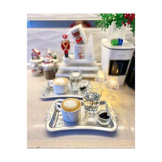 AKZ HOME 6 Adet Kahve Sunumluk Tepsi GÜMÜŞ (plastık)kelebekAKZHOME Tepsiler / Fırın Kapları Fiyatı