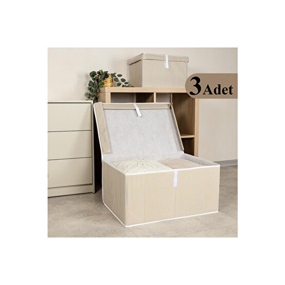 ALAS 3lü Çok Amaçlı Kutu Mega Çizgili Kahverengi 60*40*30 Cm Hurç Fiyatı
