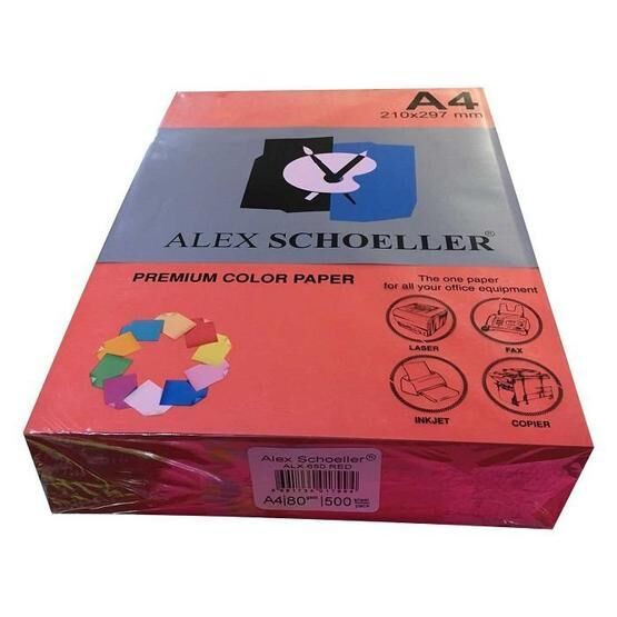 Alex Schoeller A4 500'lü Kırmızı 650 Fotokopi Kağıdı