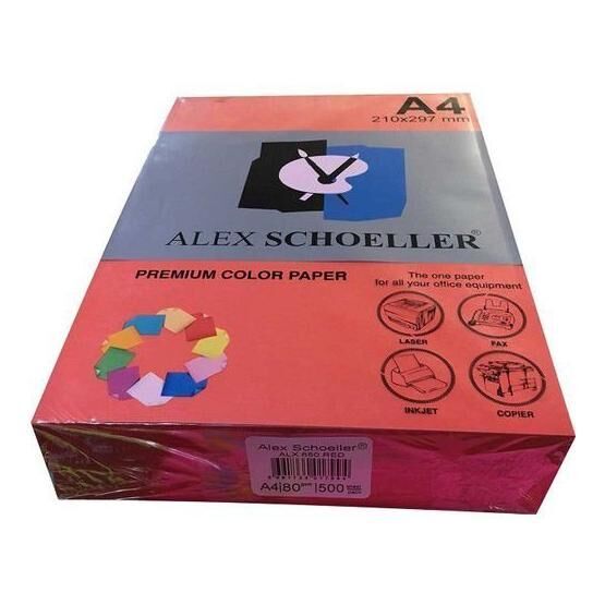 Alex Schoeller A4 500'lü Kırmızı 650 Fotokopi Kağıdı