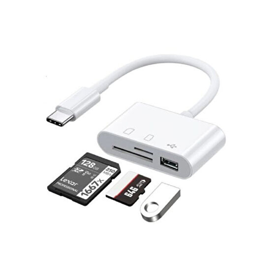 Alfais 5232 Usb Type C To Sd Microsd Tf Kart Okuyucu Usb 3in1 Çevirici Dönüştürücü Adaptör Bilgisayar Çevirici ve Adaptörü Fiyatı