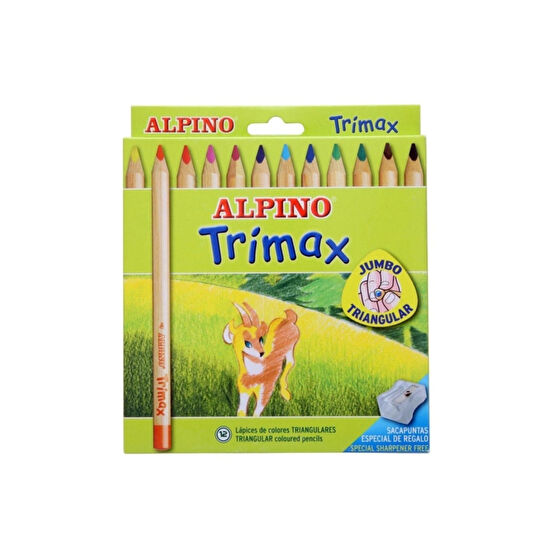 Alpıno Trimax Üçgen Şekilli Jumbo Kuru Boya 12 Renk