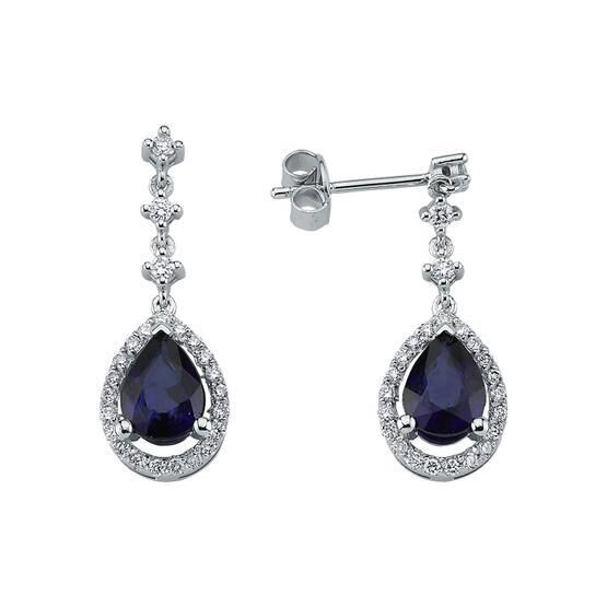 Altınbaş P426952 Pırlanta Safir Küpe