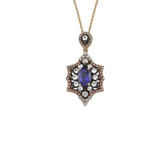 Altınbaş PINS066 Elmas Safir Kolye