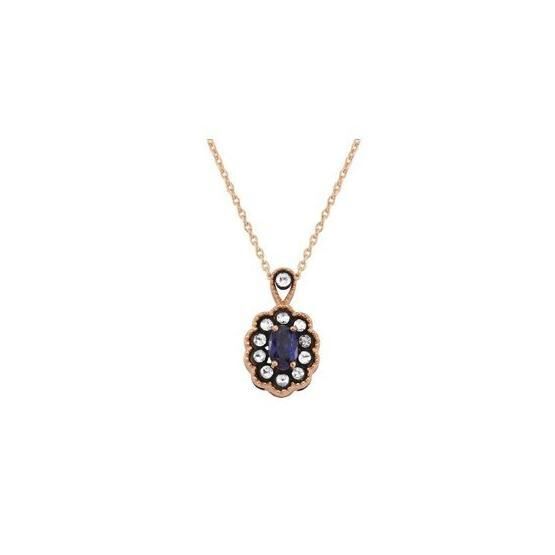 Altınbaş PINS066 Elmas Safir Kolye