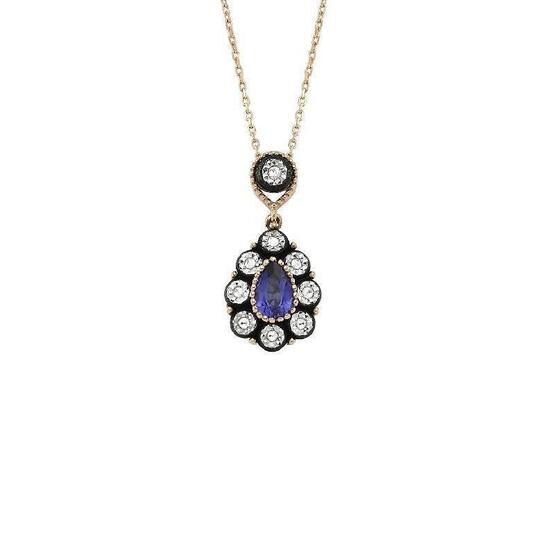 Altınbaş PINS066 Elmas Safir Kolye