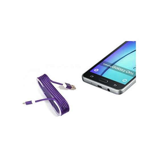 Android Örgü Şeklinde Renkli Çelik Şarj Data Kablosu - Mor Taşınabilir Şarj Cihazı - Powerbank Fiyatı