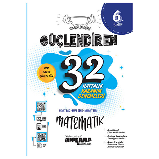 Ankara Yayıncılık 6. Sınıf Güçlendiren 32 Haftalık Matematik Kazanım Denemeleri