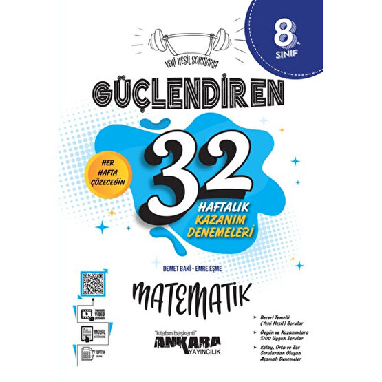 Ankara Yayıncılık 8. Sınıf Güçlendiren 32 Haftalık Matematik Kazanım Denemeleri Kaynak Kitapları Fiyatı