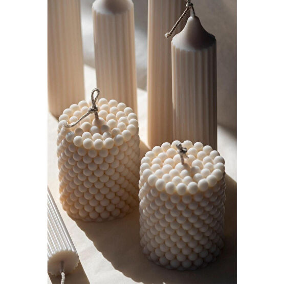 Ant&Bee 3 Adet Bubble Silindir Mum Pudra Kokulu Pearl Candle Soya Wax Vegan Mum Dekoratif Mum Fiyatı