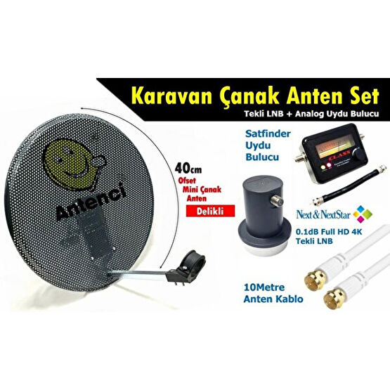 Antenci 40 CM Delikli Karavan Çanak Anten Seti + Analog Uydu Bulucu Çanaklar Fiyatı