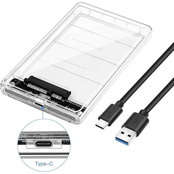 Apera Gn-66 Şeffaf 2.5 Inç Sata Harddisk Kutusu 3.1 Type-C - Sabit Diski Taşınabilir Disk Yapar Taşınabilir Hard Diskler Fiyatı