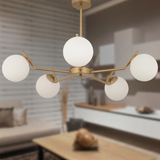 Apliqa Sara 5Li Eskitme Boyalı Beyaz Camlı Modern Genç Odası Yemek Masası Üstü Salon Avize Sarkıt Fiyatı