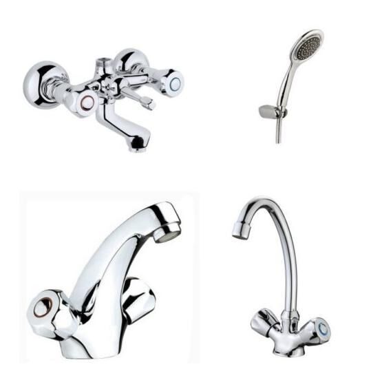 Arçe Klasik Çevirmeli Banyo + Kuğu Evye + Kartal Lavabo Bataryası + Duş Takımı