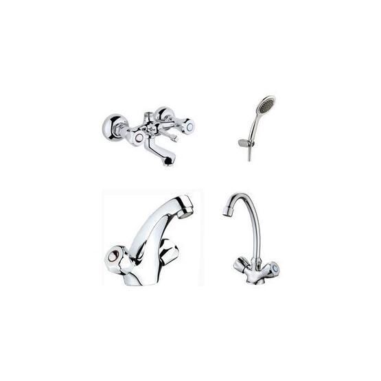 Arçe Klasik Çevirmeli Banyo + Kuğu Evye + Kartal Lavabo Bataryası + Duş Takımı