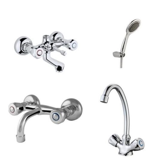 Arçe Klasik Çevirmeli Banyo + Kuğu Evye + Sabit Lavabo Bataryası + Duş Takım