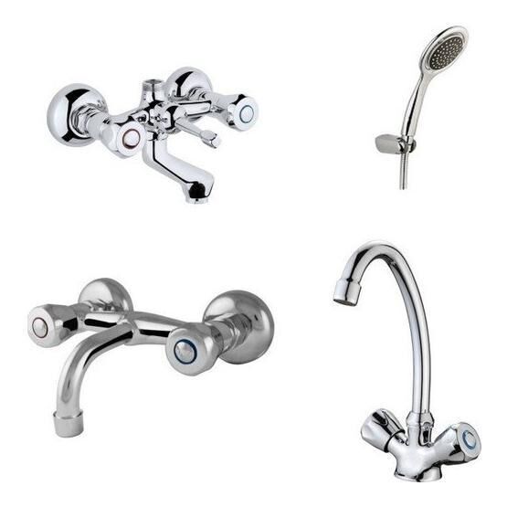 Arçe Klasik Çevirmeli Banyo + Kuğu Evye + Sabit Lavabo Bataryası + Duş Takım