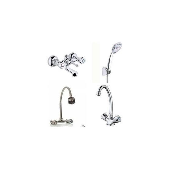 Arçe Klasik Çevirmeli Banyo + Kuğu Evye + Spiralli Lavabo Bataryası + Duş Takımı