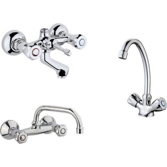 Arçe Klasik Çevirmeli Banyo + Kuğu Evye ve Lavabo Bataryası