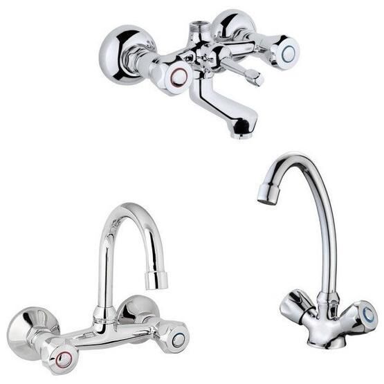 Arçe Klasik Çevirmeli Banyo + Kuğu Evye Ve Spiralli Lavabo Bataryası