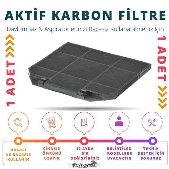 Arçelik P 67 INOX - P 77 ICD Davlumbaz Karbon Filtresi