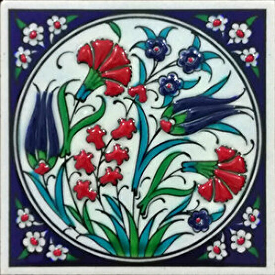 Armada Çini 10x10 Cm Ed 101 Lale Karanfil İznik El Dekoru Çini Pano Duvar Panosu Fiyatı