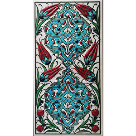 Armada Çini 10x20 Cm Ed 228 Turkuaz Rumi Desen El Dekoru Çini Karo Duvar Panosu Fiyatı