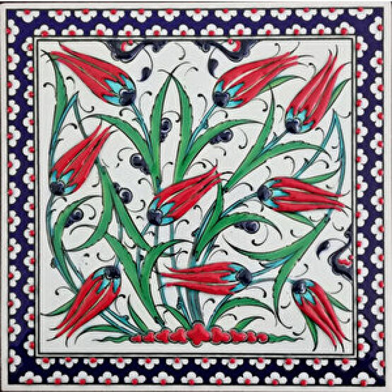 Armada Çini 20x20 Cm Ed 304 Kobalt Lalezar El Dekoru Çini Pano Duvar Panosu Fiyatı
