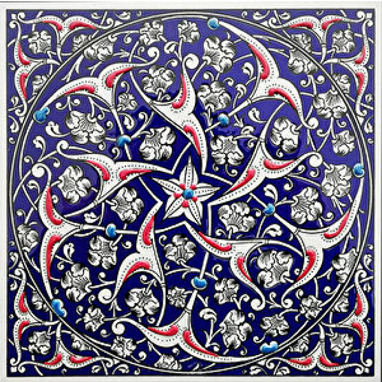 Armada Çini 20x20 Cm Ed 322 İznik Rumi Desenli Kütahya Çini Karo Duvar Panosu Fiyatı