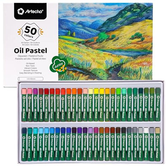 Artecho Oil Pastels Set of 50 Colors (8 x 60 mm), Soft Oil Pastels for Art Painting, Drawing, Blending, Art Supplies for Artists, Beginners, Students, Teachers Pastel Boya Fiyatı