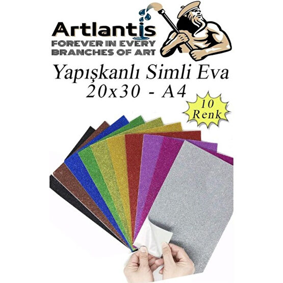 Artlantis Simli Yapışkanlı Eva A4 20X30 cm 10 Renk 1 Paket Simli Yapışkanlı Eva Süngeri 10'lu Okul Kreş Anasınıfı Elişi Etkinlikleri - Renkli Fon Karton & Mukavva Fiyatı