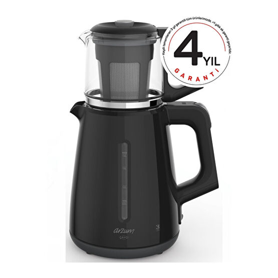 Arzum Ar3061 Çaycı Siyah 1700 W Cam Demlikli Çay Makinesi Çay Makineleri Fiyatı
