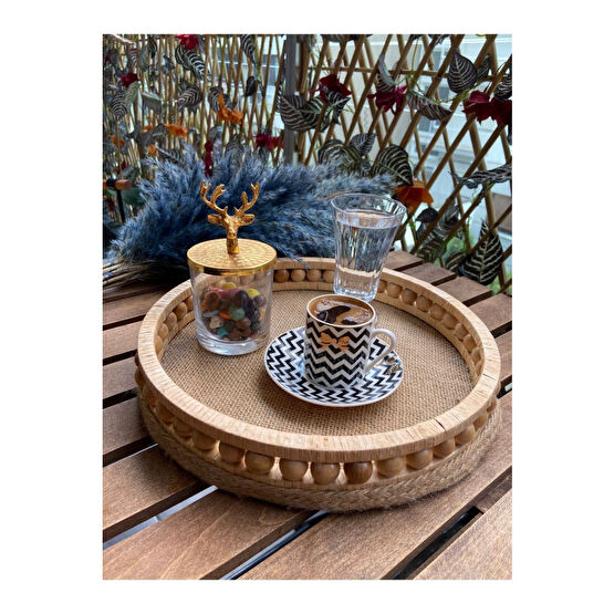 Aura design Ahşap Hasır Dekoratif Sepet Mutfak Sunumluk Tepsi Modeli Çap 27 Cm Tepsiler / Fırın Kapları Fiyatı