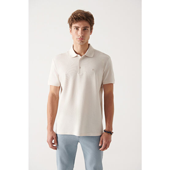 Avva Erkek Bej %100 Pamuk Serin Tutan Standart Fit Normal Kesim Polo Yaka T-shirt XL Beden