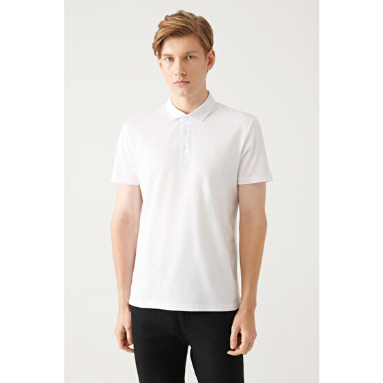 Avva Erkek Beyaz %100 Pamuk Standart Fit Normal Kesim 3 Düğmeli Kıvrılmaz Polo Yaka T-shirt S Beden Erkek T-shirt Fiyatı