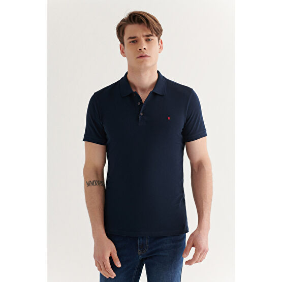 Avva Erkek Lacivert %100 Pamuk Serin Tutan Standart Fit Normal Kesim Polo Yaka T-shirt L Beden Erkek T-shirt Fiyatı